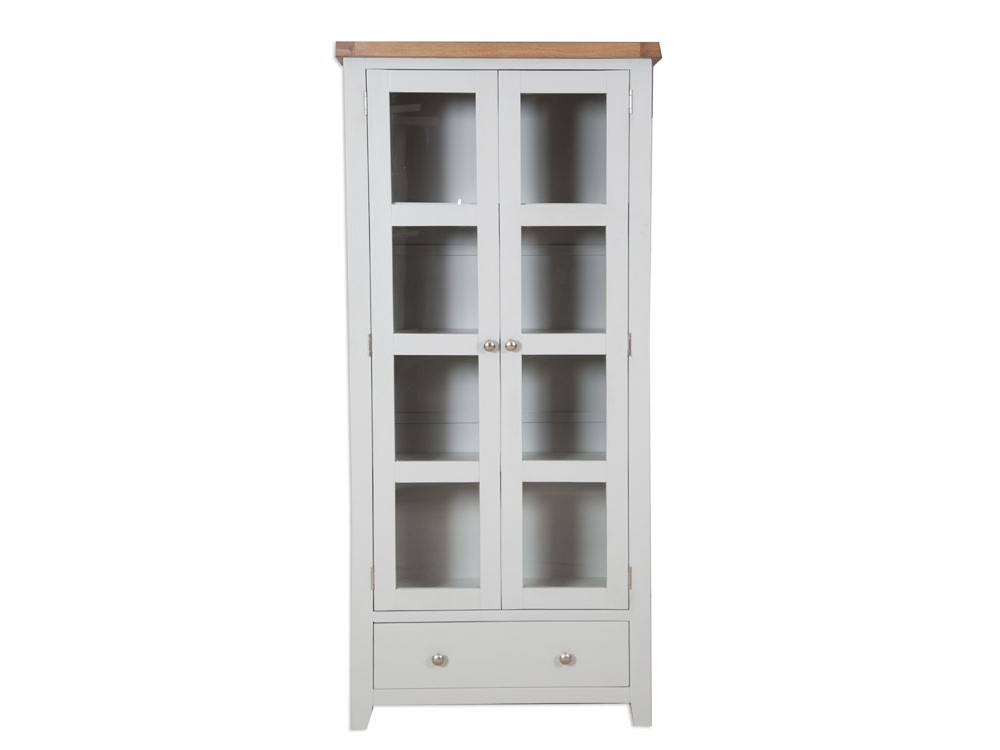 Oak Grey Glazed Display Cabinet