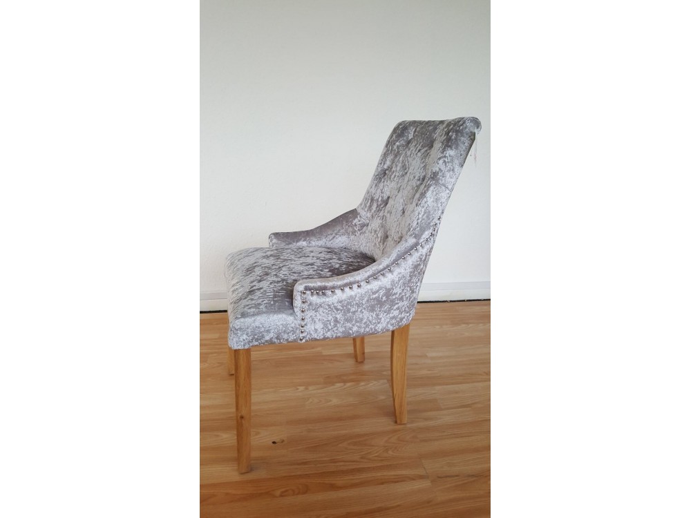 Crushed Silver Dining Chair With, Grey Velvet Dining Chairs Oak Legs